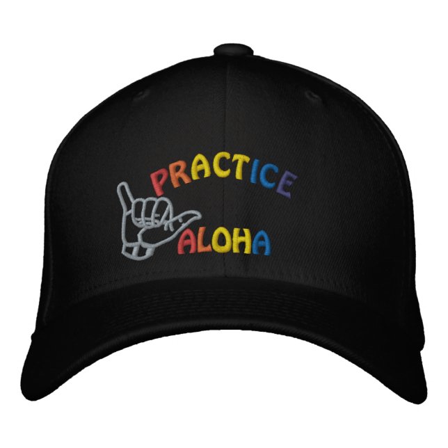Big Island Practice Aloha Shaka (Hänglös) Broderad Keps (Framsida)