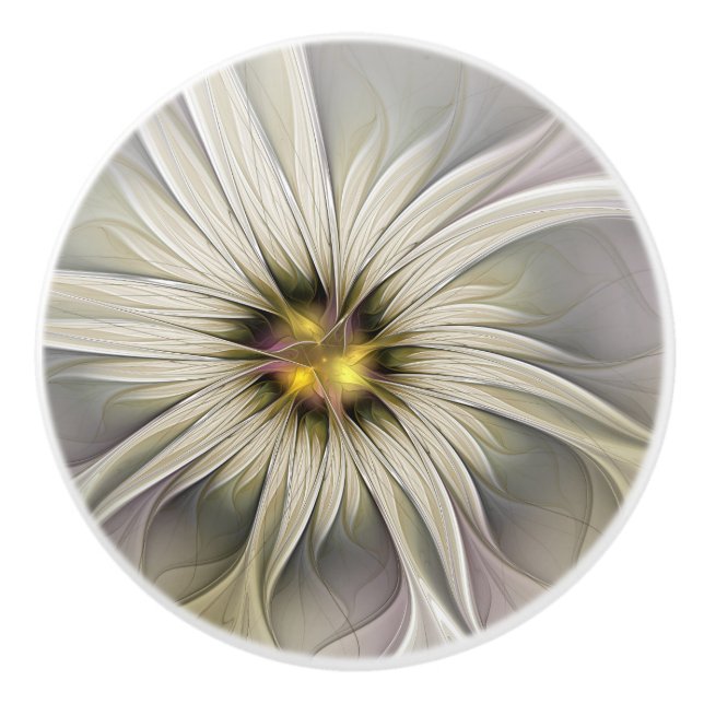Big Ivory Flower, Abstrakt Modern Fractal Art Knopp (Framsidan)
