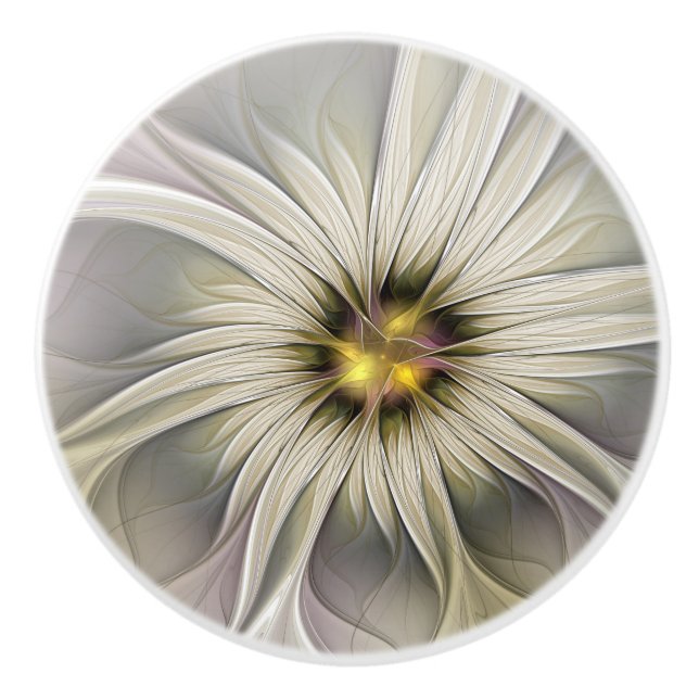 Big Ivory Flower, Abstrakt Modern Fractal Art Knopp (Framsidan)
