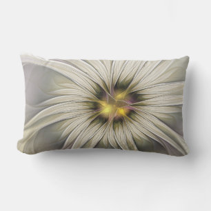 Big Ivory Flower, Abstrakt Modern Fractal Art Lumbarkudde