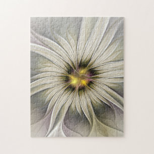 Big Ivory Flower, Abstrakt Modern Fractal Art Pussel