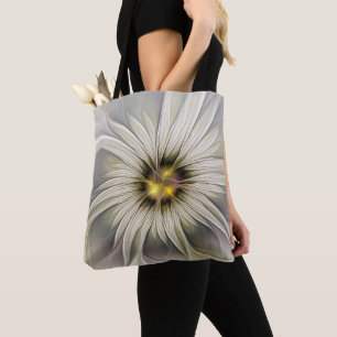 Big Ivory Flower, Abstrakt Modern Fractal Art Tygkasse