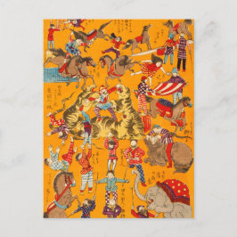 Big Japanese Circus woodblock print Vykort