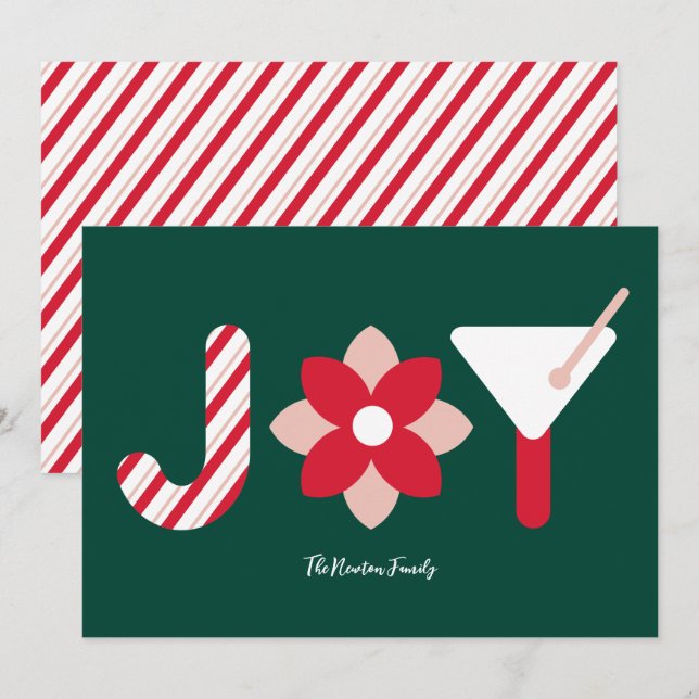 Big Joy Pine Green Holiday Card Inbjudningar (Fram/baksida)
