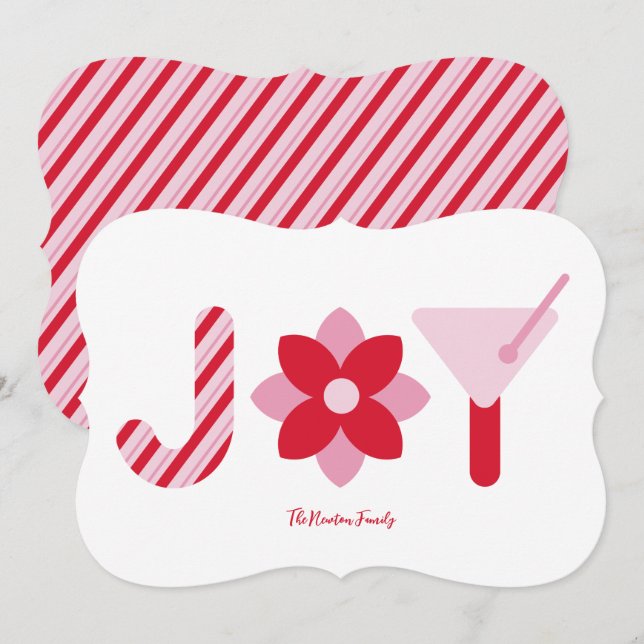 Big Joy Red and Pink Holiday Card Inbjudningar (Fram/baksida)