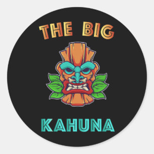 Big Kahuna Funny Hawaiian Tiki Pappa Chef Gift Runt Klistermärke