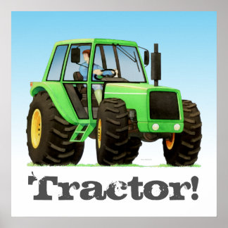 Big Kids Anpassningsbar Grönt Farm Tractor Poster