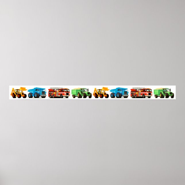 Big Kids Construction Lastbil Art Party Dekoration Poster (Framsidan)