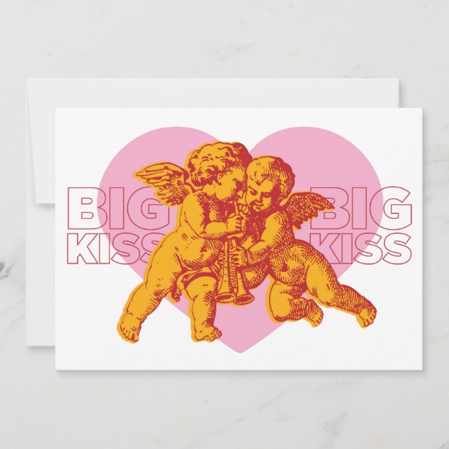Big Kiss Cupid Valentine Card. Meddelande (Framsida)
