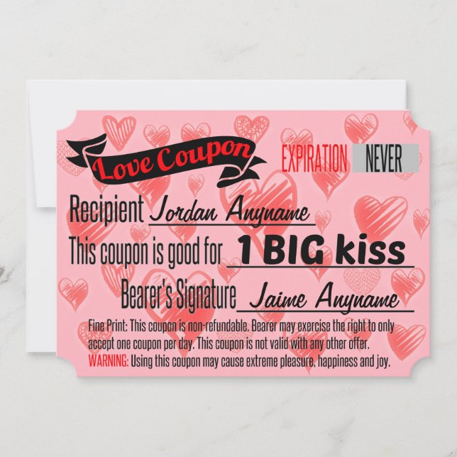 BIG KISS Kärlek Coupon (Framsida)