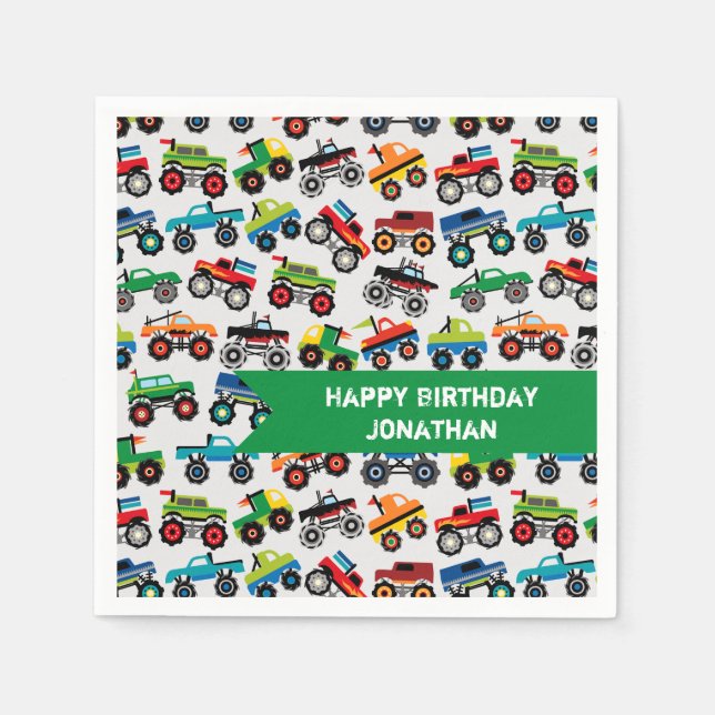 Big Lastbil Mönster Pappersservett (Framsidan)