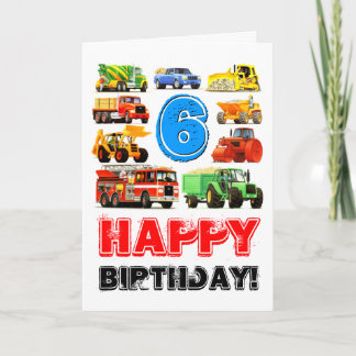 Big Lastbilar 6e Birthday Kort