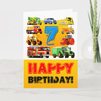 Big Lastbilar 7:e Birthday Kort