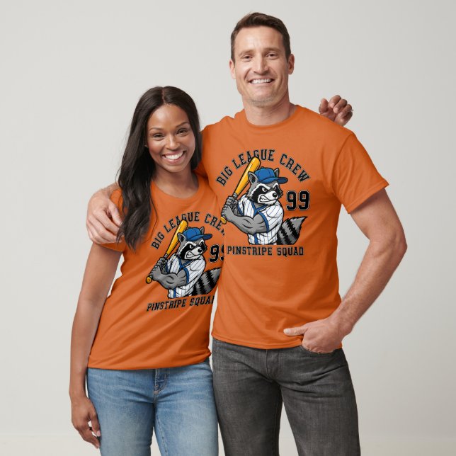 Big League Raccoon Baseball Crew T Shirt (Unisex)