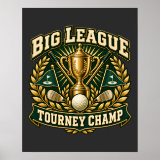 Big League Turnering Mästare Guld Trofé Golf Poster