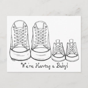 Big Little Sneakers Nyfödd bebis Birth Notice Meddelande Vykort