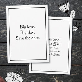 Big love. Big day. Save the date. Black Border Inbjudningar