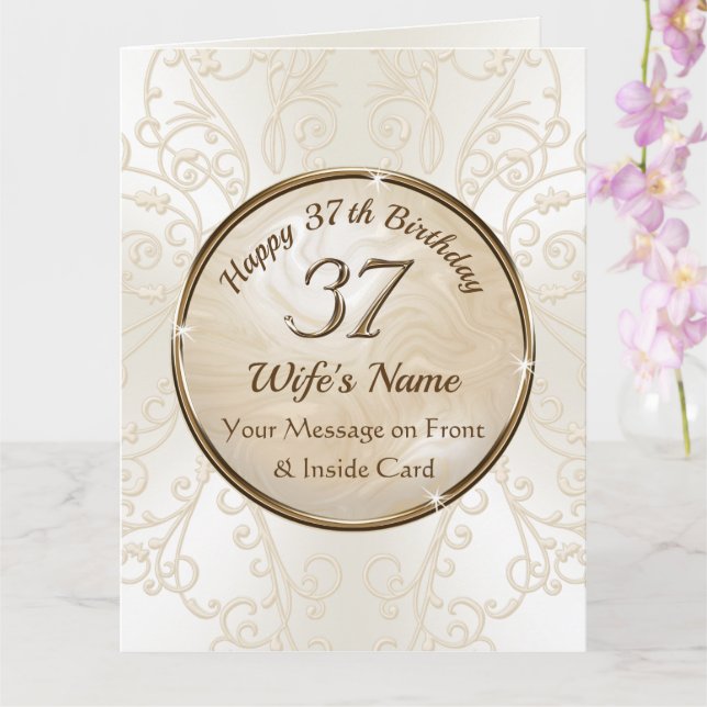Big, Lycklig 37:e födelsedagskortet för fruar Kort (Orkide)