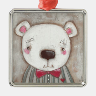 BIG LYCKLIG ANSIKTE by studiodudaart - Polar Bear Julgransprydnad Metall