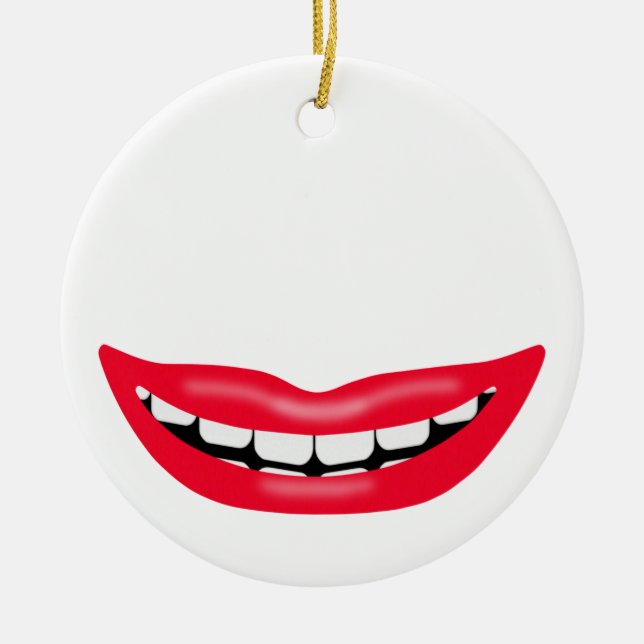 Big Lycklig Smiling Mouth Julgransprydnad Keramik (Framsidan)