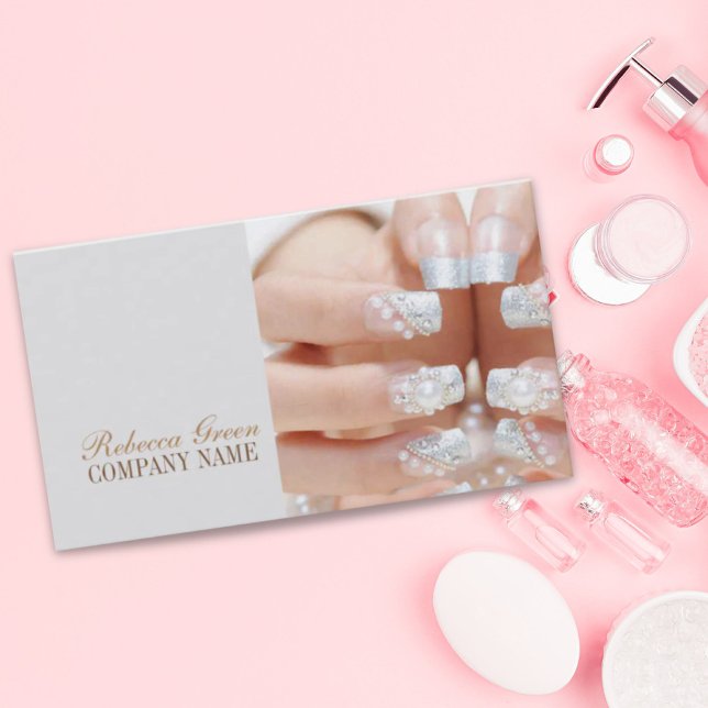 Big mode skönhet nagelsalong visitkort (girly fashion beauty nail artist nail salon business card)