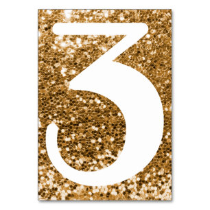 Big Modern Number Faux Guld Glitter Bordsnummer
