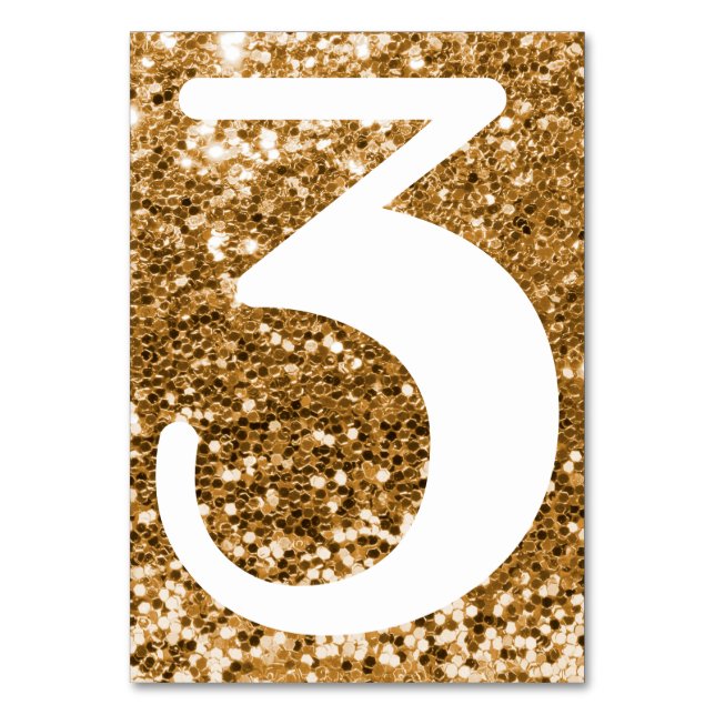 Big Modern Number Faux Guld Glitter Bordsnummer (Framsidan)
