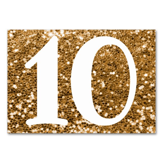 Big Modern Number Faux Guld Glitter Bordsnummer (Framsidan)