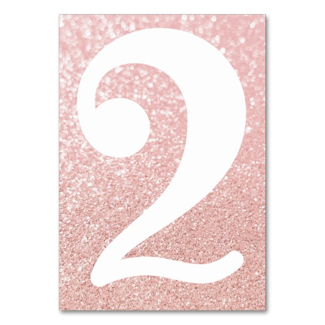 Big Modern Number Faux Ro Guld Bokeh Glitter Bordsnummer (Framsidan)