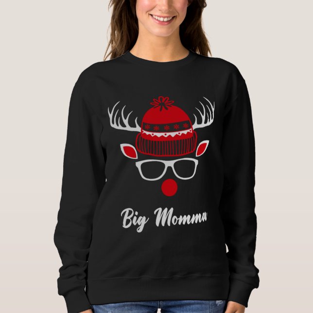 Big Momma  Christmas Reindeer Face Family Matching T Shirt (Framsida)