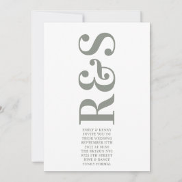 Big Monogram Modern Bold Sage Grönt Bröllop Inbjudningar