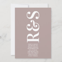 Big Monogram Modern djold Taupe Bröllop Inbjudningar