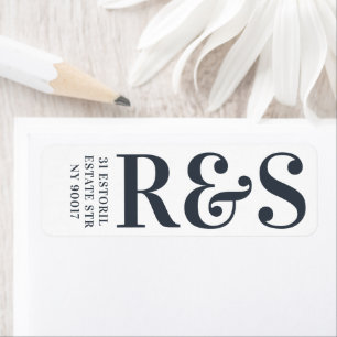 Big Monogram Modern Simple Returadress Etikett