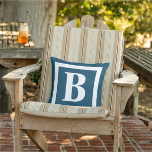 Big Monogram Navy Blue White Initial Kudde