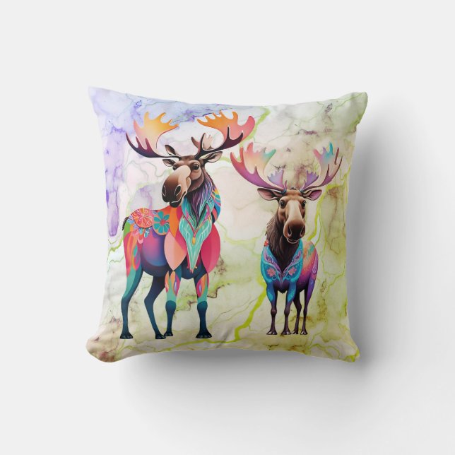 Big Moose och en Friend MooseThrow Pillow Kudde (Framsida)