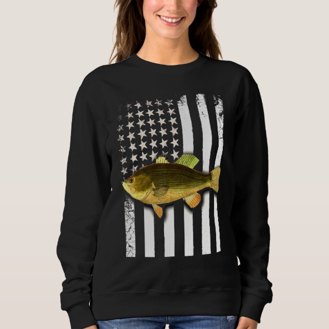 Big Mouth Bass American Flagga USA Large Mouth Bas T Shirt (Framsida)