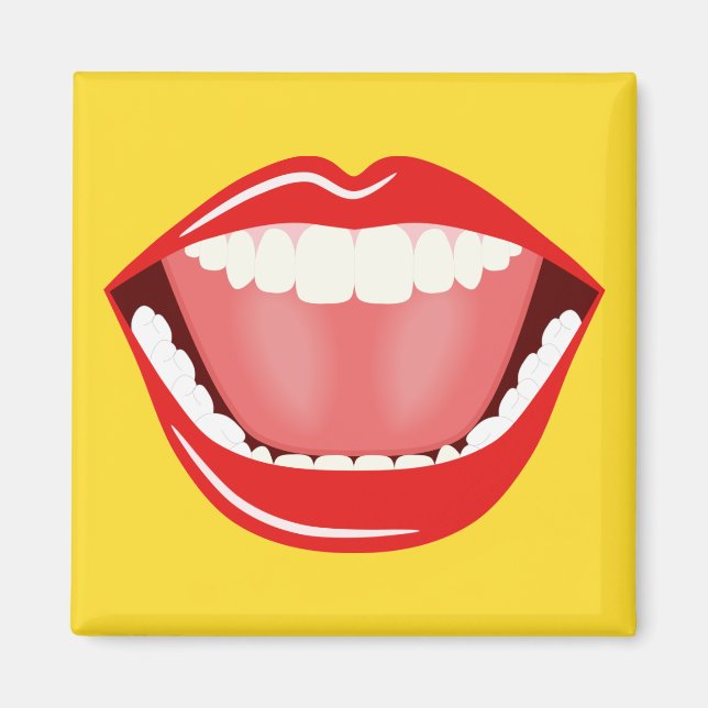 Big Mouth Coola Humor Funny Square Magnet (Framsidan)
