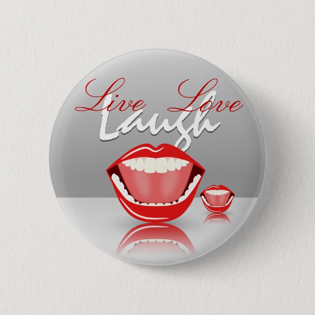 Big Mouth Live Laugh Kärlek Cute Round Buttons Knapp (Framsida)