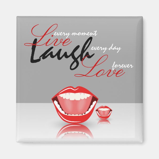 Big Mouth Live Laugh Square Fridge Magnets Magnet (Framsidan)