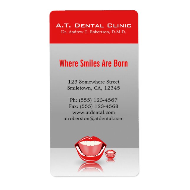Big Mouth Professionell Dental Return-adressetiket Fraktsedel (Framsidan)