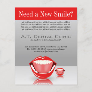 Big Mouth Small Dentist Tandvård Dental Red Grått Flygblad