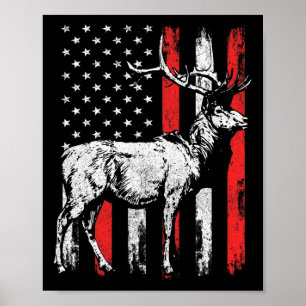 Big Mule Hjort Hunter American Flagga Shirts Poster