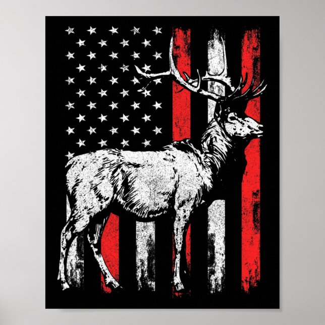 Big Mule Hjort Hunter American Flagga Shirts Poster (Framsidan)