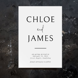 Big Namn Modern Typography Black White Bröllop Spara Datumet