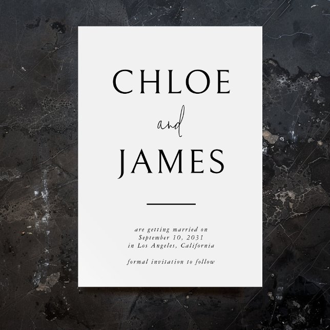 Big Namn Modern Typography Black White Bröllop Spara Datumet (Skapare uppladdad)