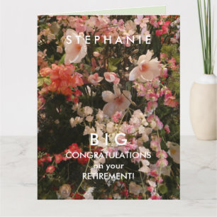 BIG Namn Pension Grattiss Många blommor Kort