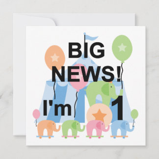 Big News Circus 1:a födelsedag T-shirts och presen Inbjudningar