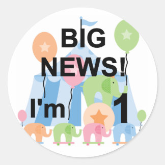 Big News Circus 1:a födelsedag T-shirts och presen Runt Klistermärke