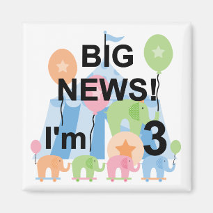 Big News Circus 3:e födelsedag Tshirts och present Magnet