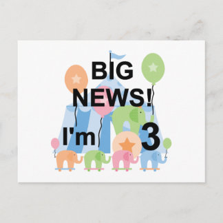 Big News Circus 3:e födelsedag Tshirts och present Vykort